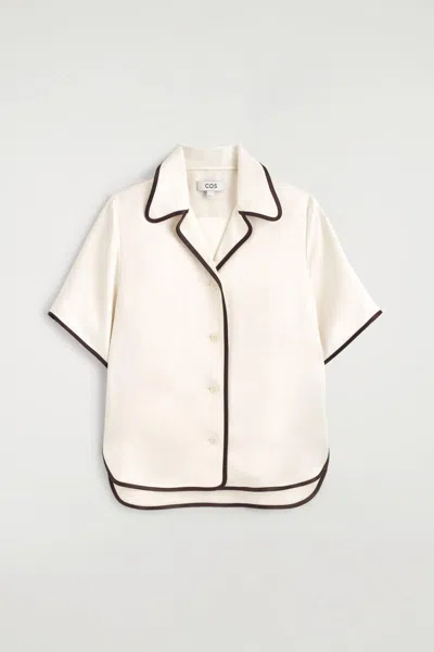 Cos Contrast-piped Satin Shirt In Neutral