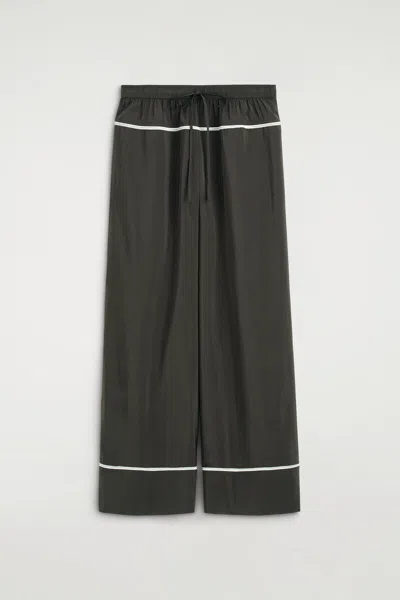 Cos Contrast-piped Straight-leg Pants In Brown