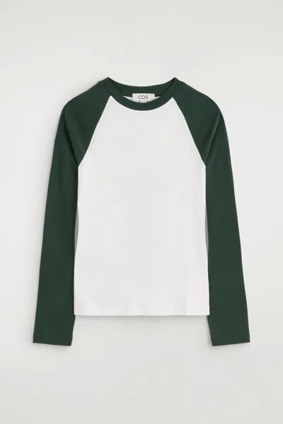 Cos Contrast-sleeve T-shirt In Green