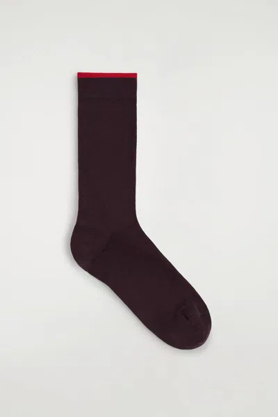 Cos Contrast-tipped Cotton Socks In Brown
