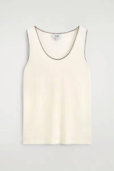 Cos Contrast-tipped Knitted Wool Tank Top In Neutral