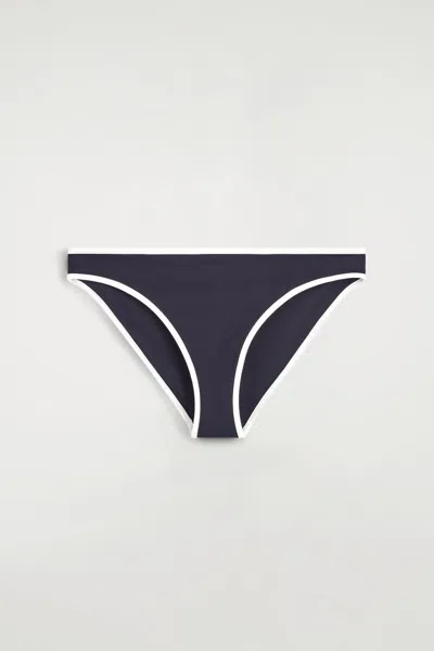 Cos Contrast-trimmed Scoop-neck Bikini Top In Blue
