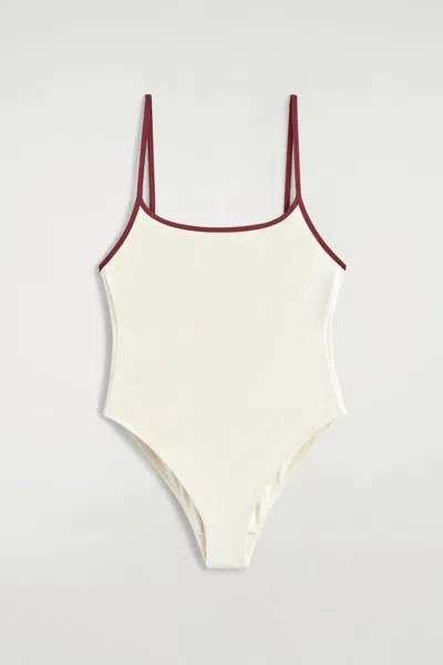 Cos Contrast-trimmed Swimsuit In White