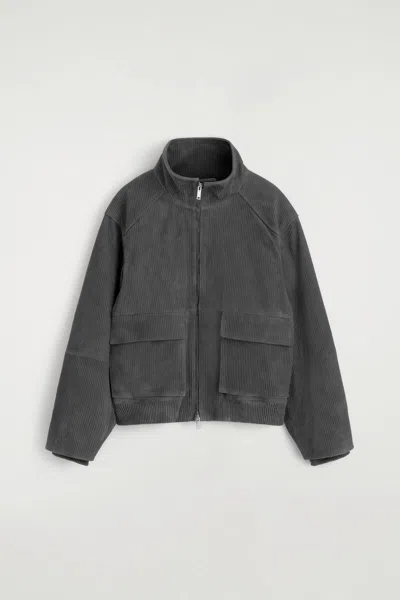 Cos Corded Suede Padded Jacket In Gray
