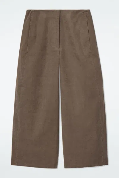 Cos Corduroy Barrel-leg Trousers In Beige