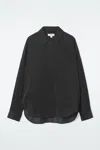 Cos Corduroy Half-placket Shirt In Black