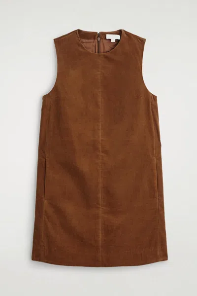 Cos Corduroy Mini Shift Dress In Brown