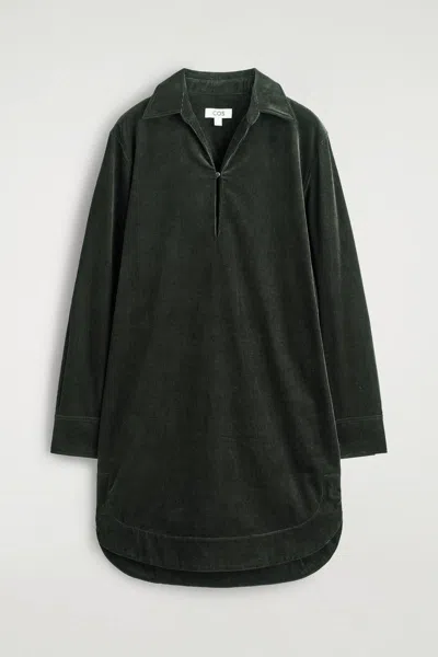 Cos Corduroy Mini Shirt Dress In Green