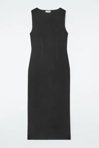 Cos Corset-detail Maxi Dress In Black