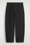 Cos Cotton Barrel-leg Pants In Black