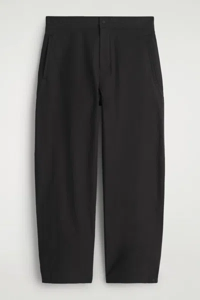 Cos Cotton Barrel-leg Pants In Black