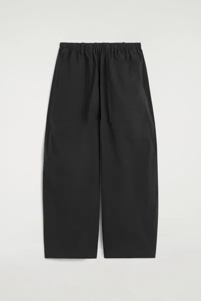 Cos Cotton Barrel-leg Utility Pants In Black