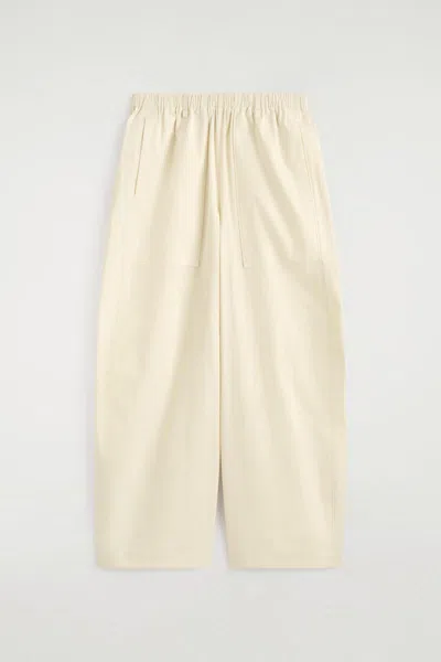 Cos Cotton Barrel-leg Utility Pants In White