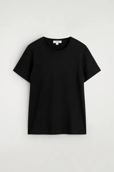 Cos Cotton Crew-neck T-shirt In Black