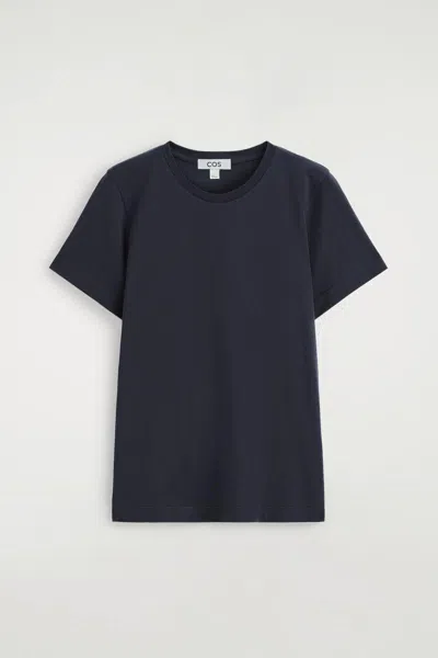 Cos Cotton Crew-neck T-shirt In Blue