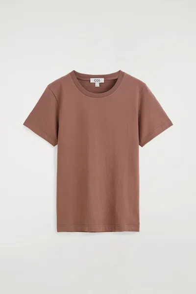 Cos Cotton Crew-neck T-shirt In Brown