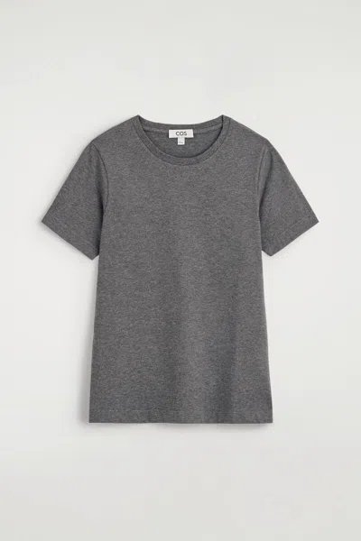 Cos Cotton Crew-neck T-shirt In Gray