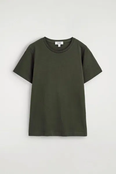 Cos Cotton Crew-neck T-shirt In Green