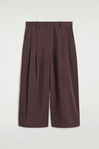 Cos Cotton Cropped Barrel-leg Pants In Multi