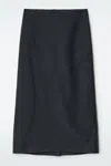Cos Cotton Drawstring Midi Skirt In Blue