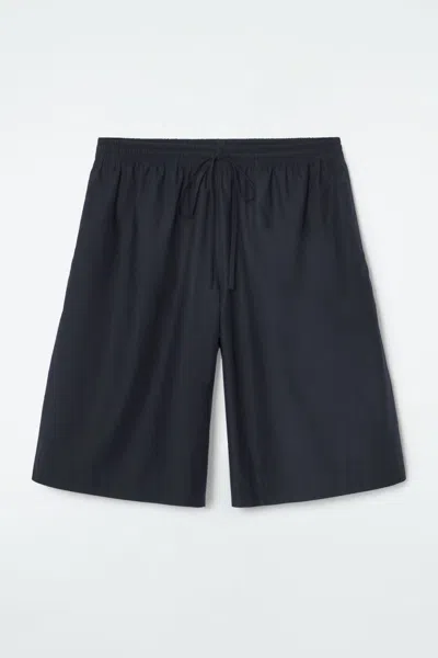 Cos Cotton Drawstring Shorts In Blue