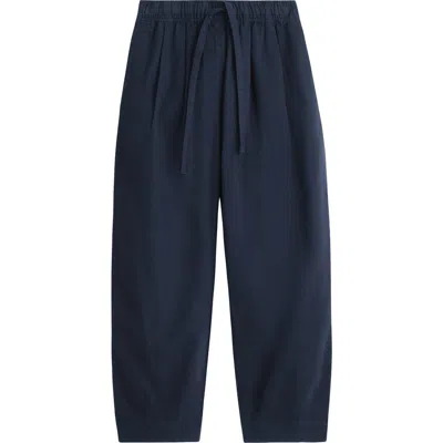Cos Cotton Herringbone Drawstring Pants In Blue