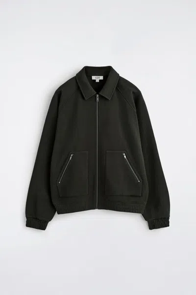 Cos Cotton-jersey Bomber Jacket In Black