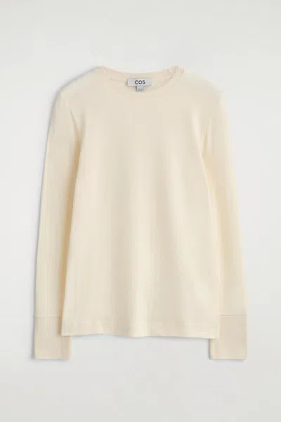 Cos Cotton Jersey Long-sleveled Top In White