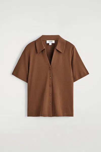 Cos Cotton-jersey Resort Shirt In Brown