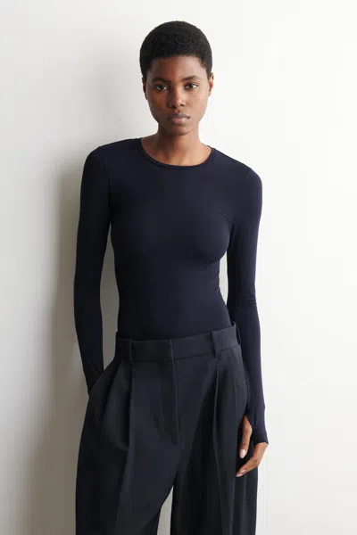 Cos Cotton Long-sleeved Top In Blue