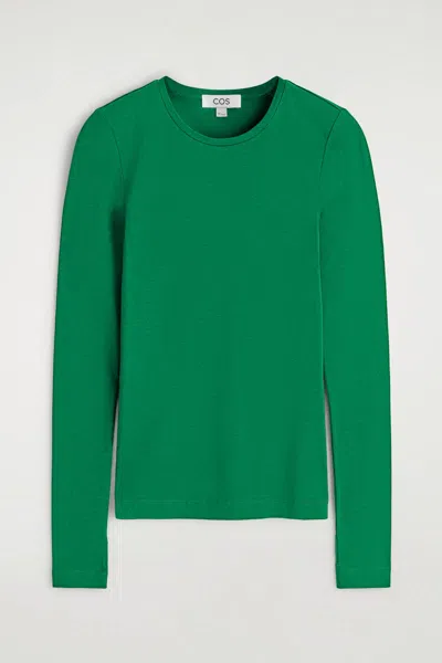 Cos Top In Cotone A Maniche Lunghe In Green