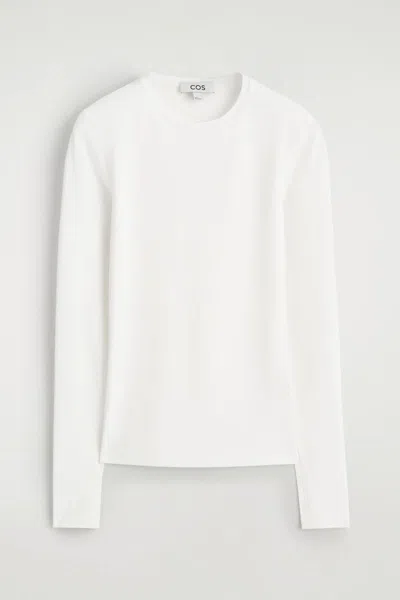 Cos Cotton Long-sleeved Top In White