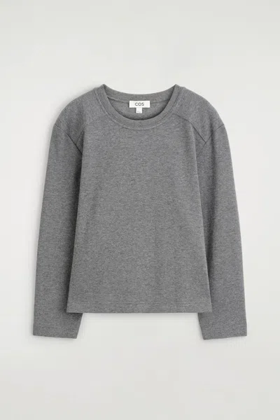 Cos Cotton Long-sleveled Top In Gray