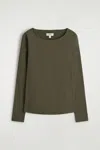 Cos Cotton Long-sleveled Top In Green
