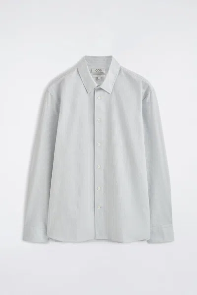 Cos Cotton Oxford Shirt In Blue/white