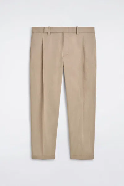 Cos Cotton Regular-fit Straight-leg Trousers In Beige