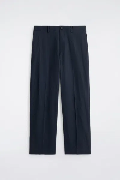 Cos Cotton Relaxed-fit Straight-leg Trousers In Blue