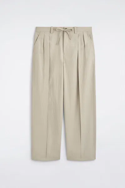Cos Cotton Relaxed Wide-leg Drawstring Pants In Sand