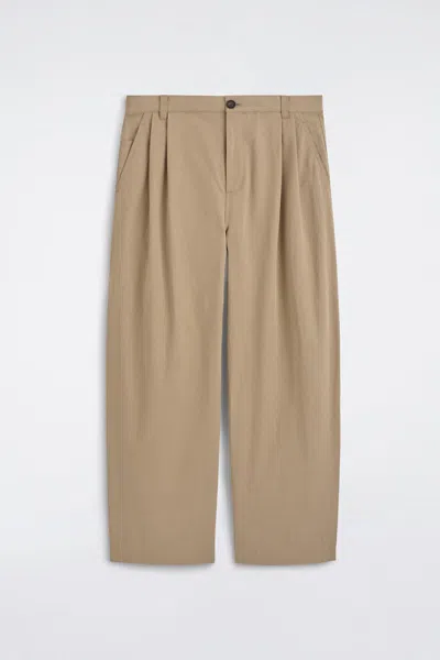 Cos Cotton Relaxed-fit Barrel-leg Utility Pants In Beige
