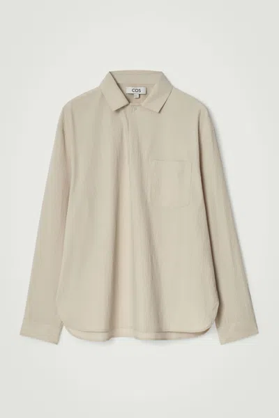 Cos Cotton-seersucker Popover Shirt In Beige