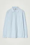 Cos Cotton-seersucker Popover Shirt In Blue