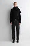 Cos Cotton Straight-leg Chinos In Black