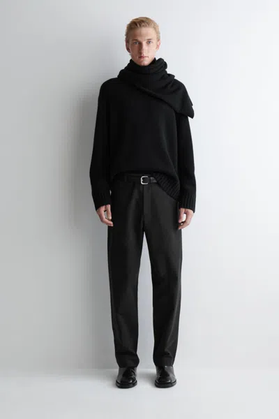 Cos Cotton Straight-leg Chinos In Black