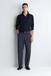 Cos Cotton Straight-leg Chinos In Blue