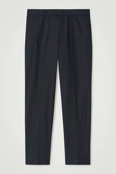 COS COTTON STRAIGHT-LEG TROUSERS IN BLUE