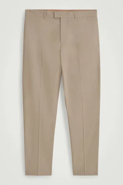 Cos Cotton Straight-leg Trousers In Beige