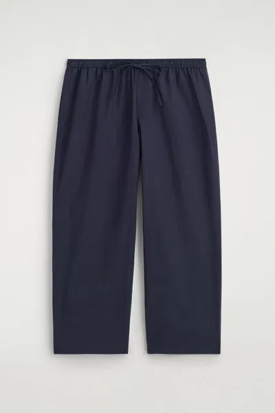 Cos Cotton Straight-leg Drawstring Pants In Blue