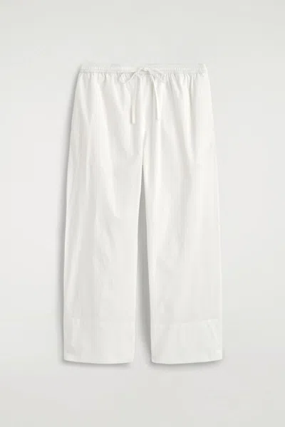 Cos Cotton Straight-leg Drawstring Pants In White