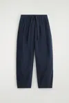 Cos Cotton Tapered Drawstring Pants In Blue