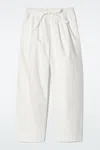 Cos Cotton Tapered Drawstring Trousers In White